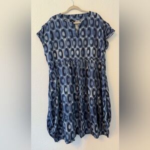 Lisa Bayne Artful Blue Patterned Women's Relaxed Tunic Size XS- Small